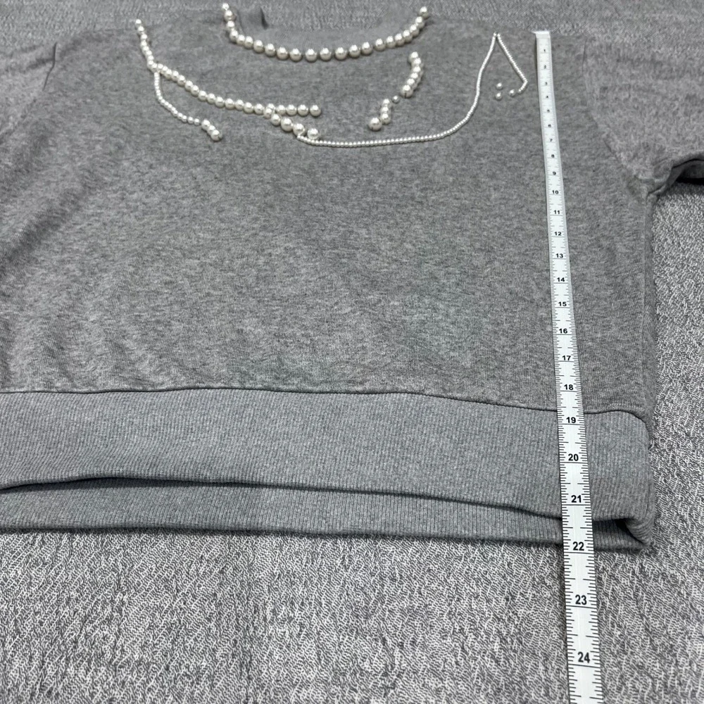 Carbon38 Pearl Sweatshirt Women's‎ XS Embellished Beaded Gray Statement Piece